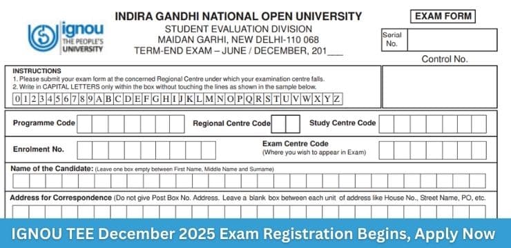 GNOU TEE December 2025 Exam Registration
