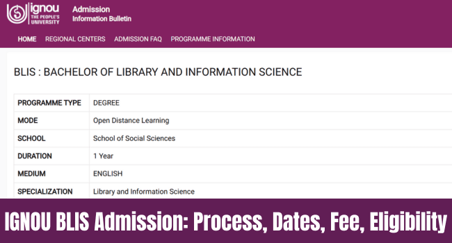 IGNOU BLIS Admission