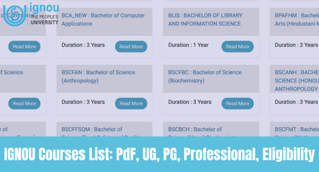 IGNOU Courses List