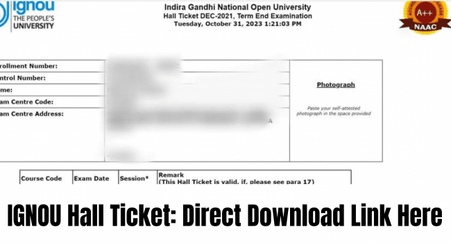 IGNOU Hall Ticket