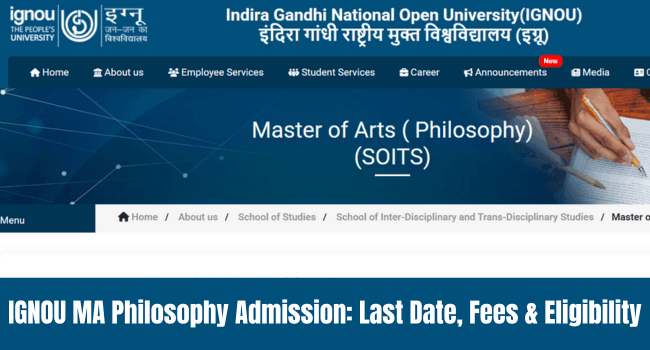 IGNOU MA Philosophy Admission 2026
