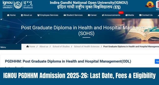 IGNOU PGDHHM Admission