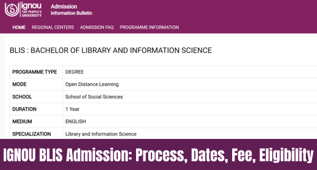 IGNOU BLIS Admission 2026