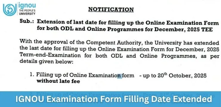 IGNOU Examination Form Filling Date Extended