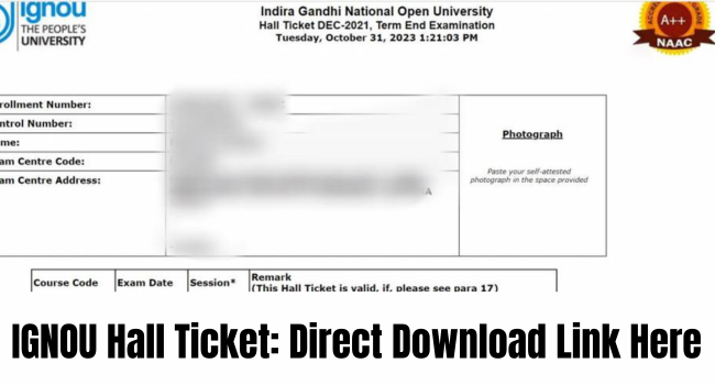 IGNOU Hall Ticket 2025